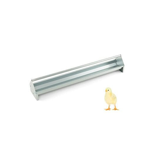 Metal Chicken Feeder Chicken Feeding Trough with Drainage Holes-Silver-4