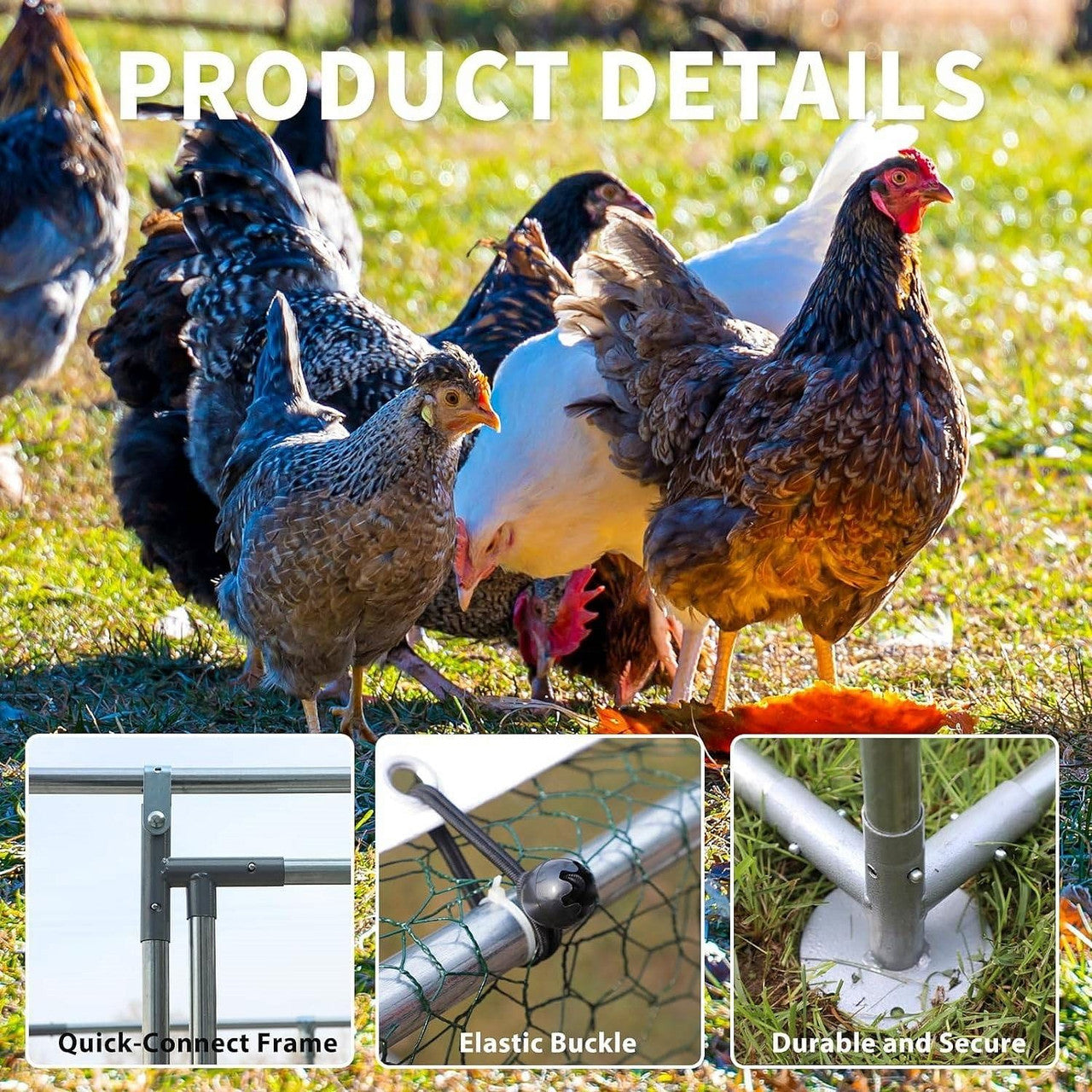 10-Ft x 6.5-Ft Outdoor Walk-in Metal Chicken Coop with Water-Resistant Cover-0