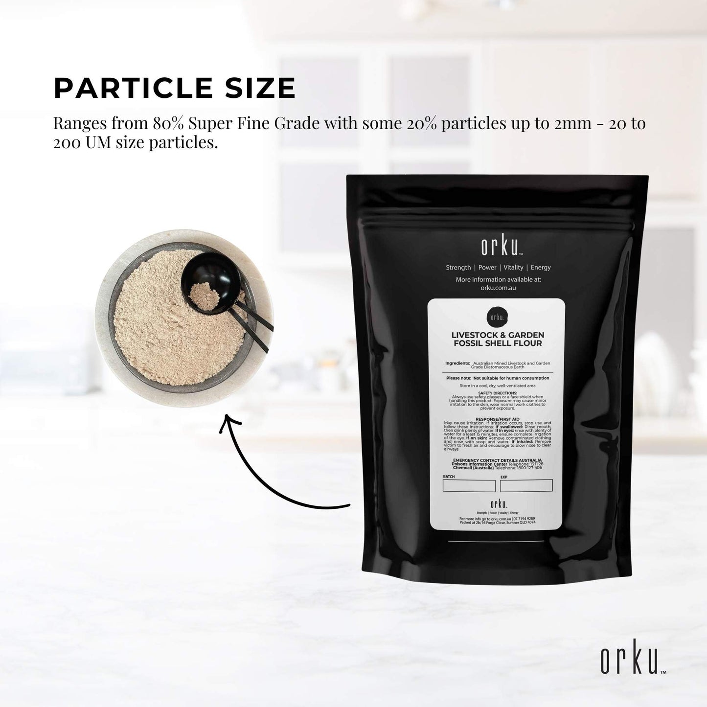 Orku 400g Fossil Shell Flour - Livestock Garden Pet Diatomaceous Earth-3