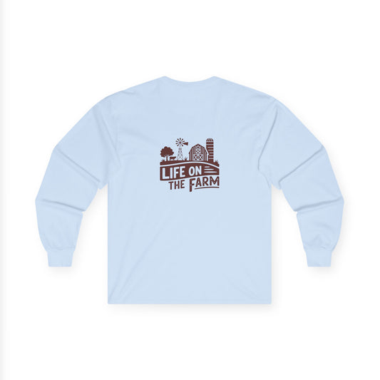 Farm Life Long Sleeve Tee, Cozy Farm Shirt, Gift for Farmers, Country Living Tee, Rustic Style Apparel, Everyday Comfort Wear
