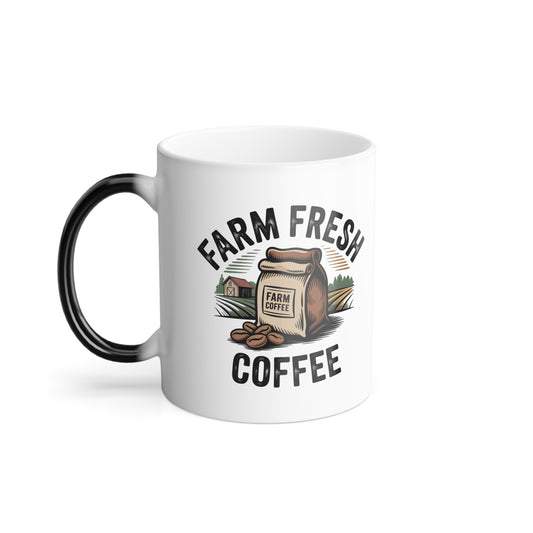 Farm Fresh Coffee Color Morphing Mug, Unique Gift for Coffee Lovers, Color-Changing Mug, Kitchen Decor, Farmhouse Style Drinkware